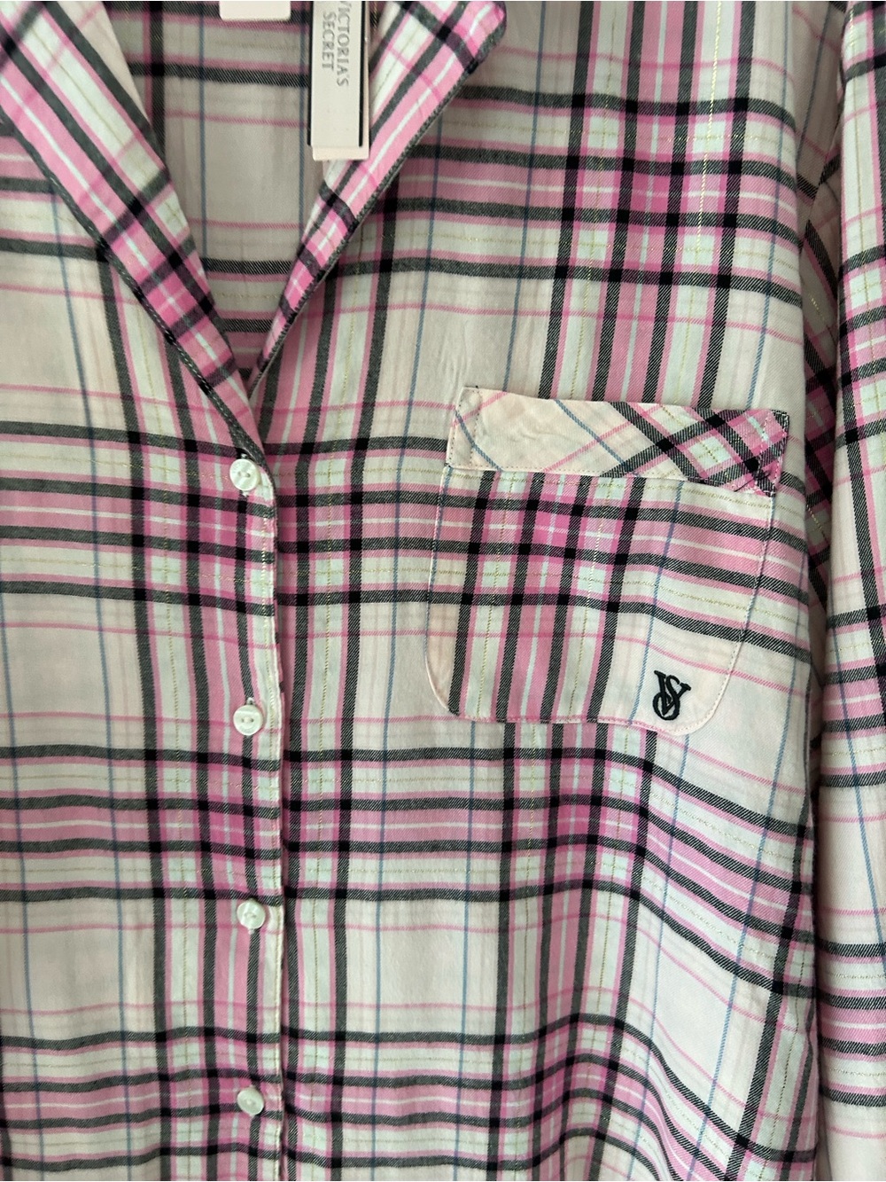 Victoria's Secret Pink & White Plaid Button-Down Shirt